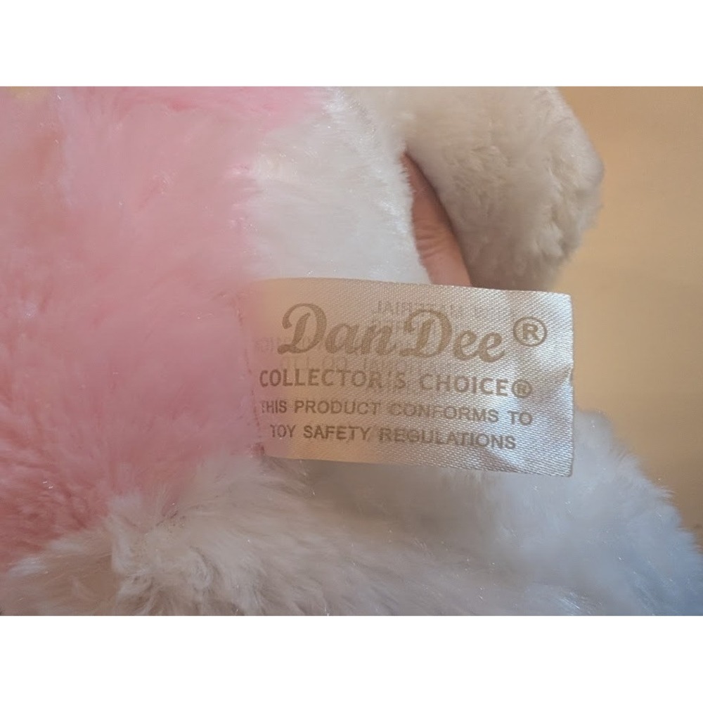 Dan Dee Valentine's Day Plush Puppy Dog 8" Pink White Heart "Mine" - Picture 2 of 3